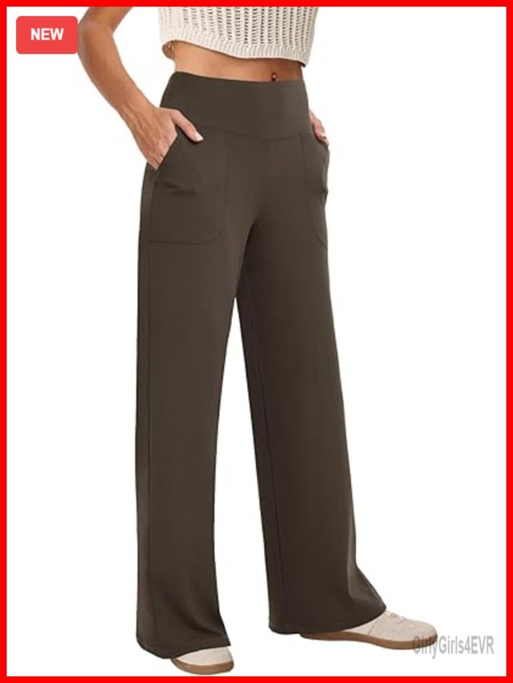 High Waist Wide Leg Yoga Pants with Pockets Loose Stretch Dress Work Sweatpants